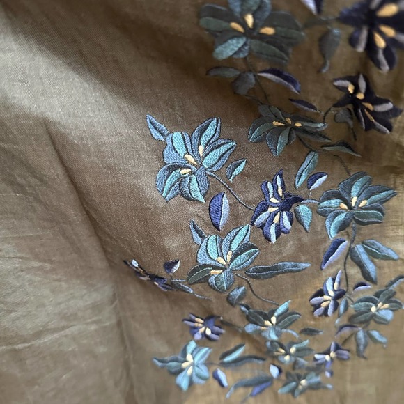 Armand Ventilo Skirt Brown Blue Floral Embroidered Maxi Modest Skirt sz 40=S - Picture 8 of 10